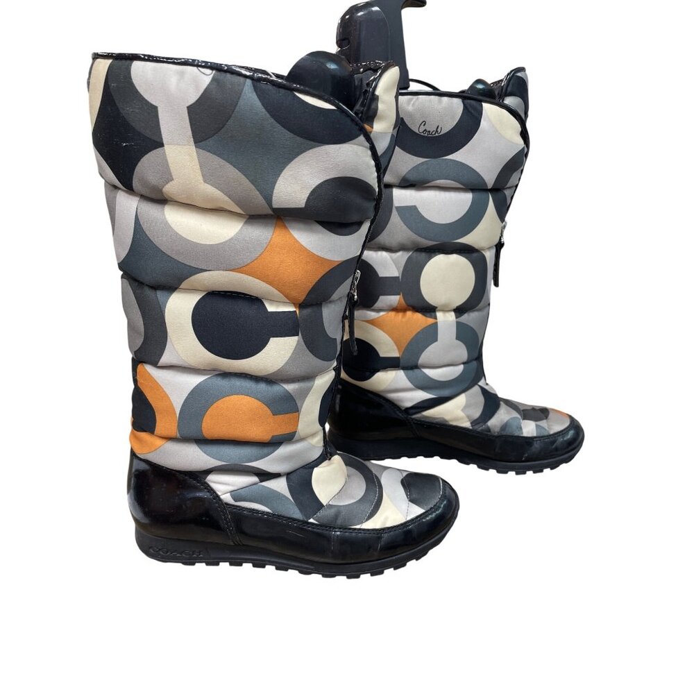 coach Jolt womans monogram fabric mid calf winter boots sz 7B SKU 9772 - Picture 4 of 15